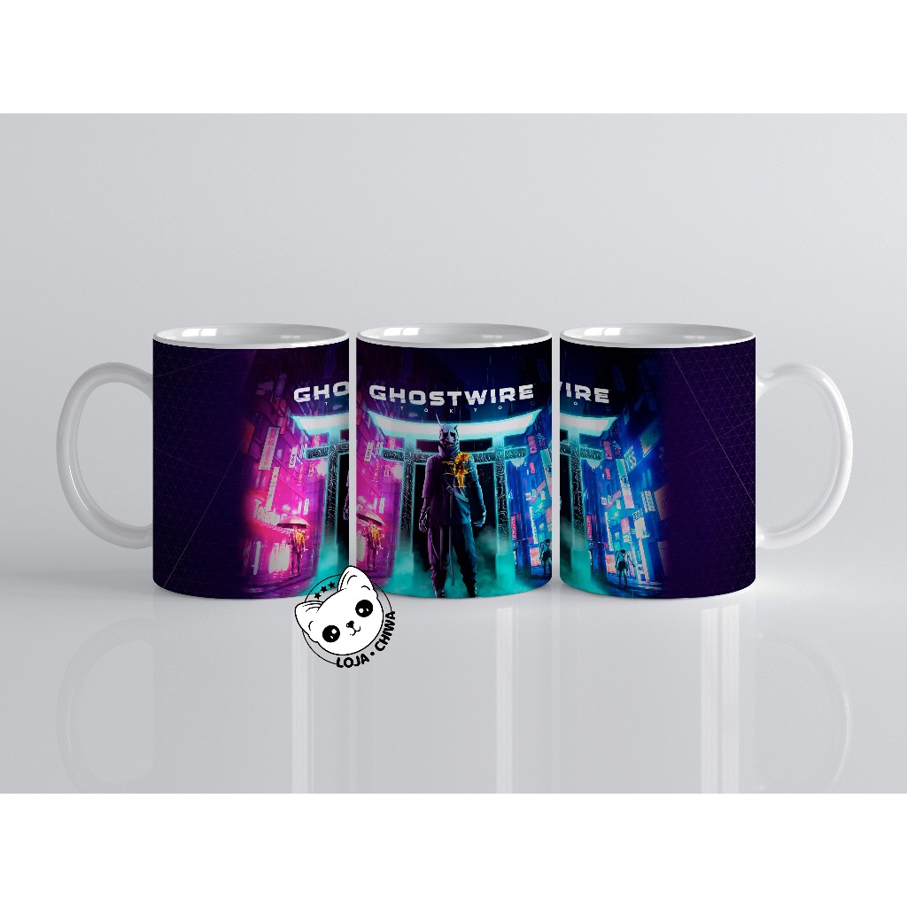 Caneca Personalizada Ghost Wire Jogo Terror Gamer  Xicara Copo 1 Cerâmica Importada