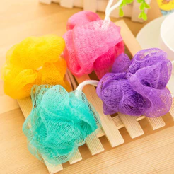Esponjas De Nylon Com Saboneteira Para Banho Bucha de Banho Modelo Flor Colorida Corpo E Rosto