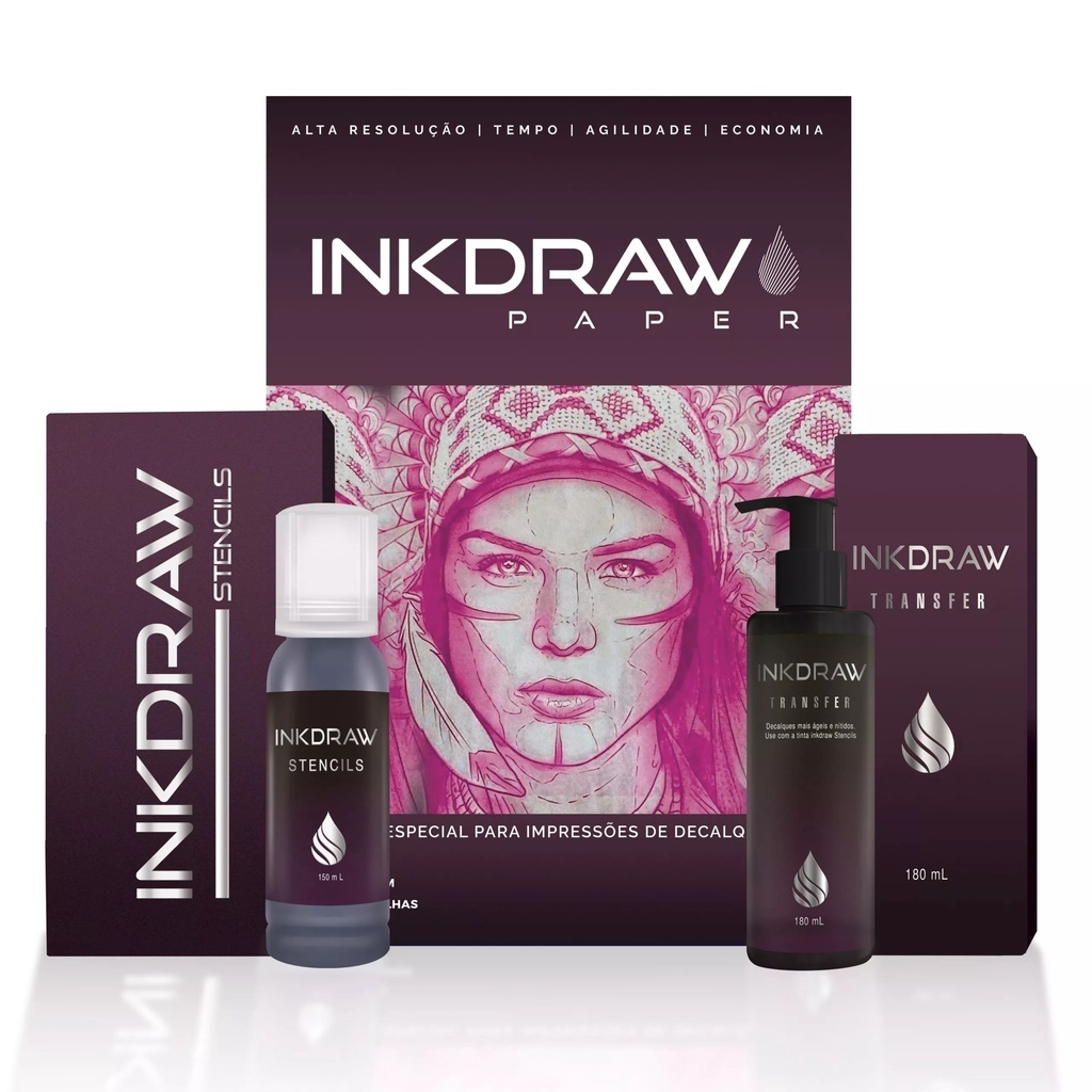 kit Inkdraw Stencil tinta + transfer + folha tattoo decalque A4 tattoo tatuagem