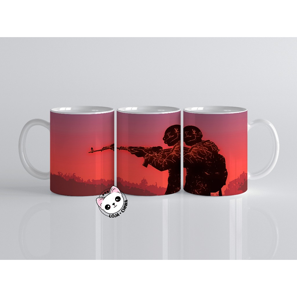 Caneca Personalizada PUBG Game Jogo Battle Royal Gamer Xicara Copo 6 Cerâmica Importada