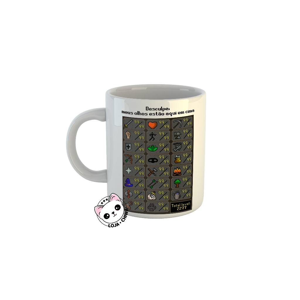 Caneca Personalizada Runescape Skills Nivel Jogo MMORPG Gamer Pc Xicara Cerâmica Importada