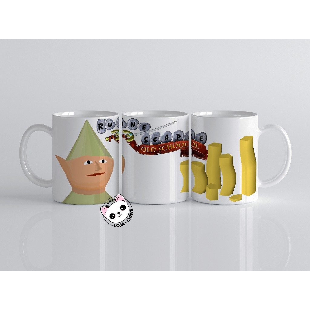 Caneca Personalizada Runescape Old School Jogo Gamer Pc Gnome Meme Xicara Cerâmica Importada