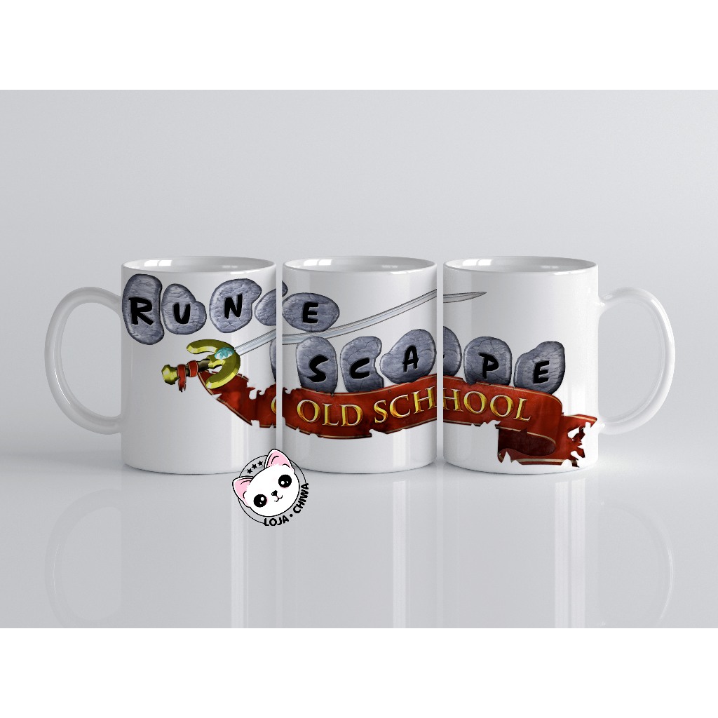 Caneca Personalizada Runescape Old School Logo Gamer MMORPG Jogo Cerâmica Importada