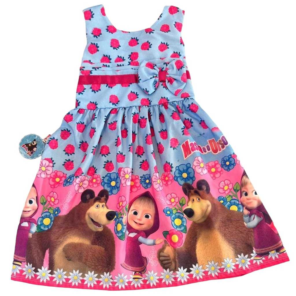 Vestido Infantil Marcha e o Urso Framboesa Promoção Marcha
