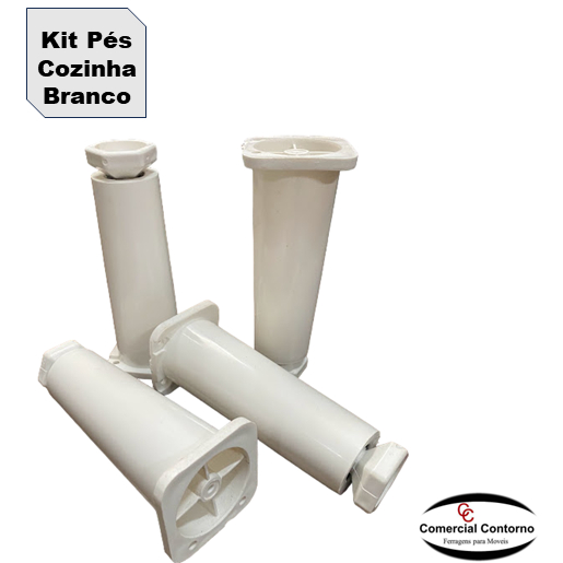 Pés Moveis Cozinha Branco Regulável 14 cm - Kits 4 ou 6 Unidades com Parafusos em Oferta na Shopee