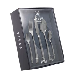 Faqueiro Viena Wolff 7, 20, 30, 48 ou 54 peças de aço inox prateado Gift Box
