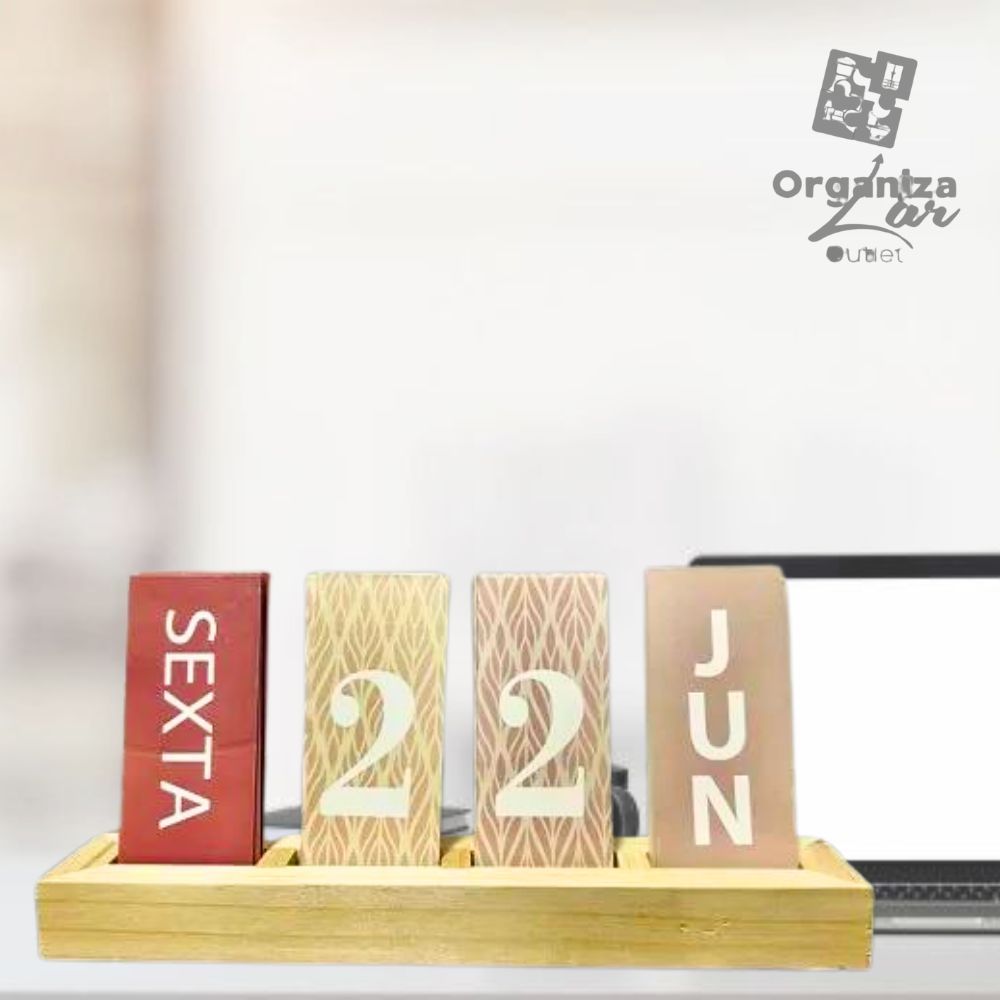 Calendário de Mesa Decorativo com Plaquinhas para Mesa Escritório Decoração Casa