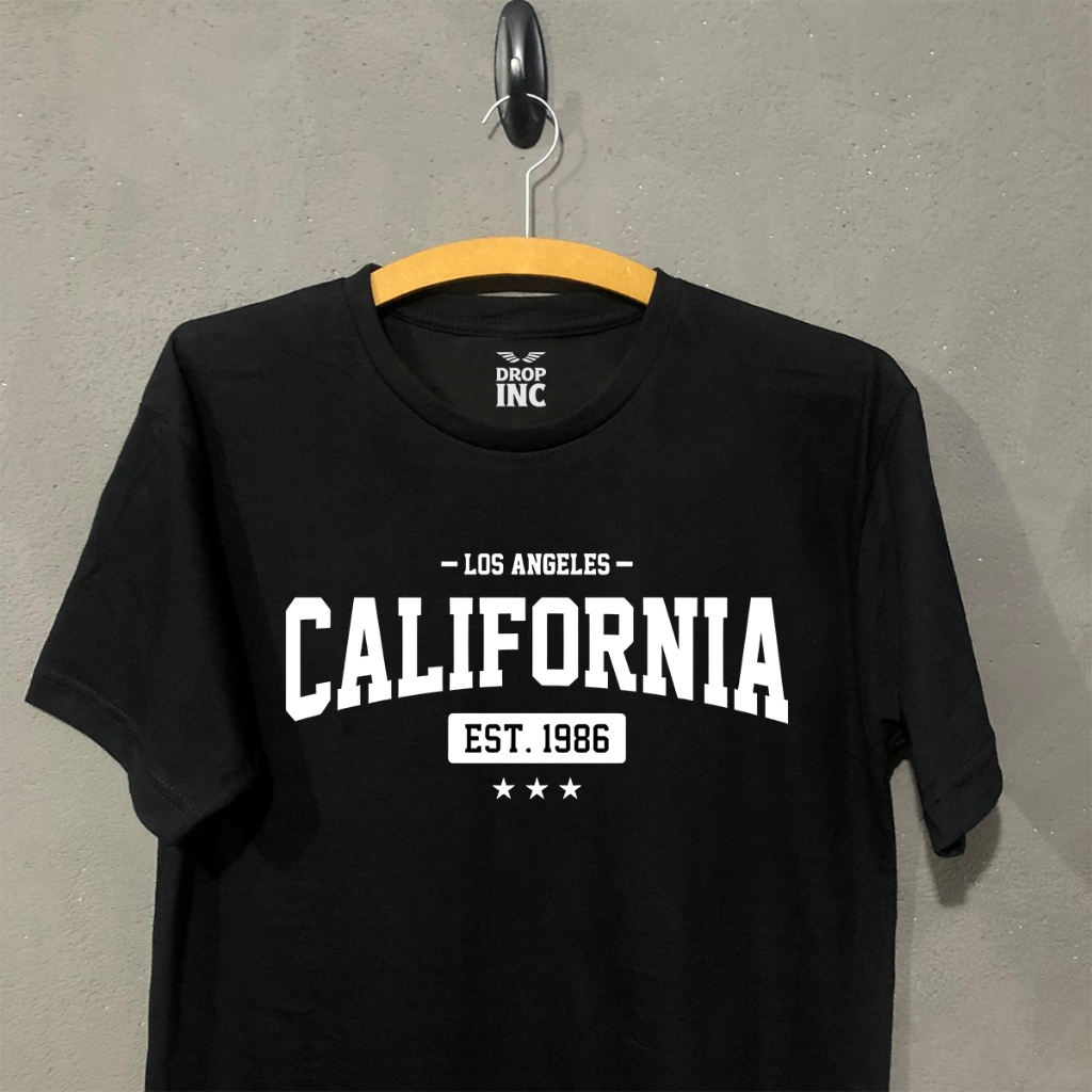 Camiseta Masculina Los Angeles California EST 1986 Streetwear 100% Algodão Premium Alta Qualidade