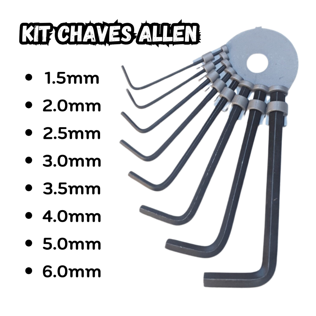 Kit Chave Allen 1,5 - 2 - 2,5 - 3 - 3,5 - 4 - 5 - 6mm Jogo Com 8 Peças Resistentes em Oferta na Shopee
