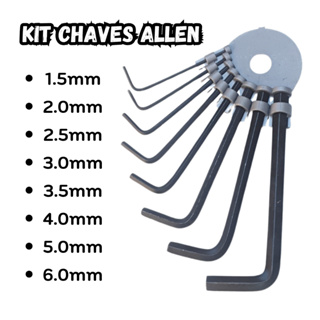 Kit Chave Allen 1,5 - 2 - 2,5 - 3 - 3,5 - 4 - 5 - 6mm Jogo Com 8 Peças Resistentes em Oferta na Shopee