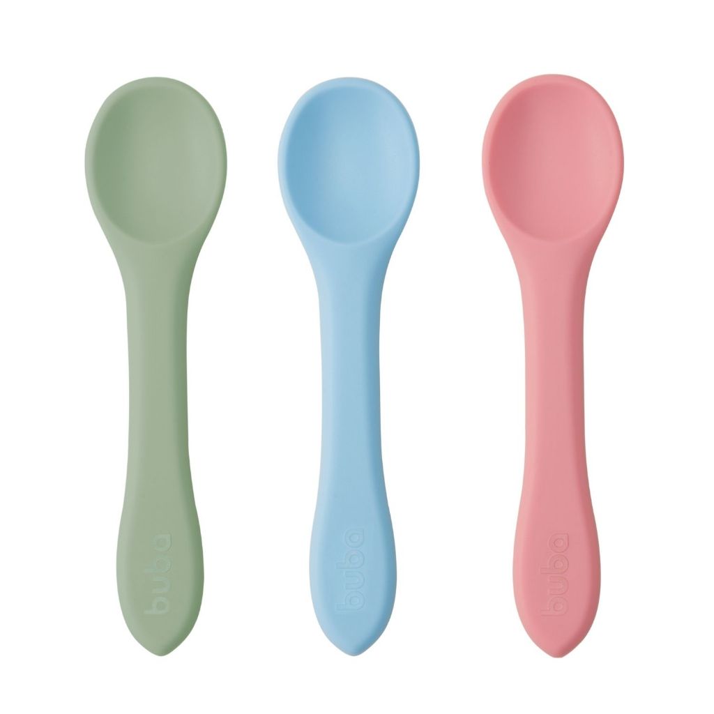 Colher em Silicone Supermacio da Buba: Design Anatômico Ideal Bebê, 100% Silicone, Livre de BPA Buba em Oferta na Shopee