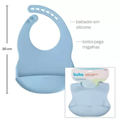 Babador de Silicone BUBA com Bolsa Pega Migalhas: Prático, Higiênico e Ajustável
