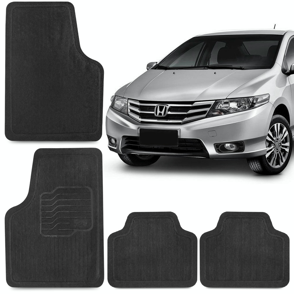 Jogo Tapete City Civic Crv New Civic Fit Automotivos Kit 4 Peças Preto Carro Conjunto Linha Honda