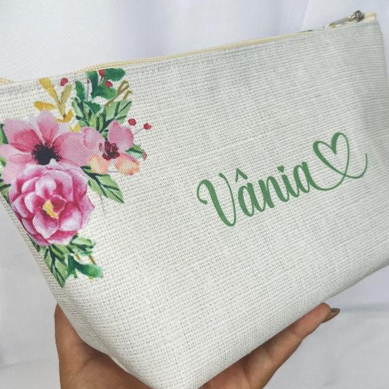 PRODUÇÃO 1 DIA ÚTIL  + FRETE - Necessaire Trapézio G Flores rosa, terracota (s/ pingente) em Oferta na Shopee