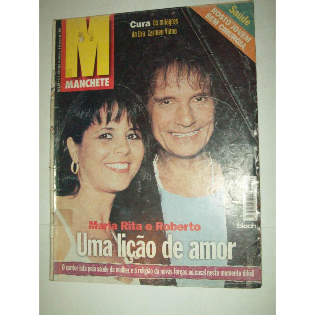 Revista antiga Manchete  Roberto Carlos uma lição de amor 1999