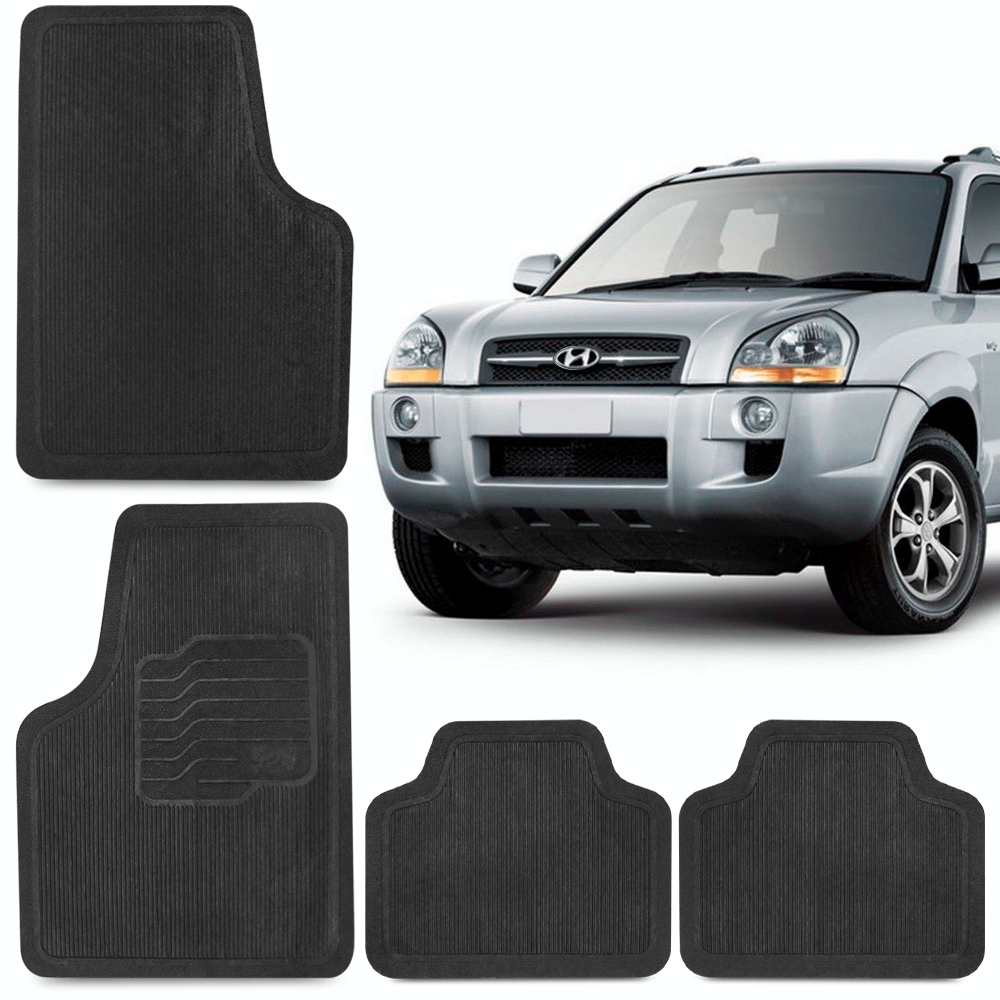 Jogo Tapete Tucson Veloster Veracruz Automotivos Kit 4 Peças Preto Carro Conjunto Linha Hyundai