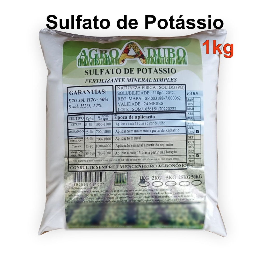 Fertilizante Sulfato De Potassio 1kg Hidroponia Soluvel