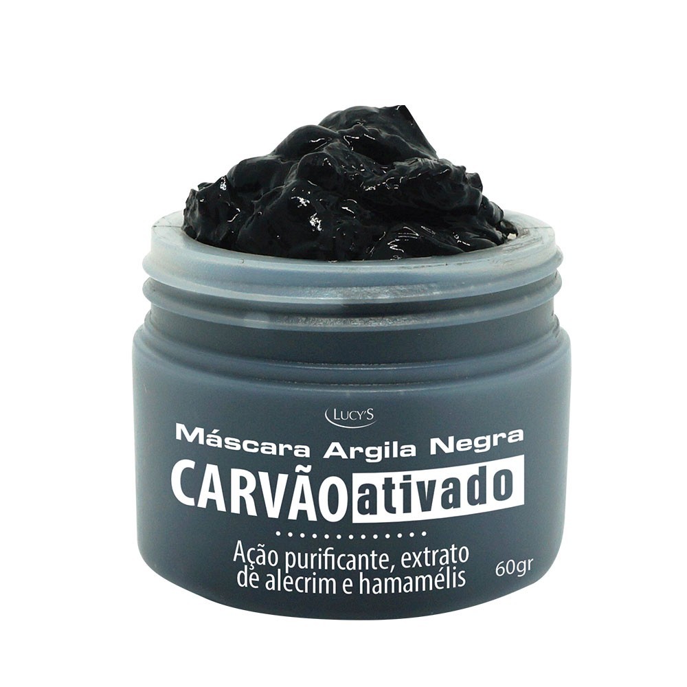 Máscara Argila Negra Carvão Ativado Removedor de Cravos e Controla a Oleosidade Lucy's 60g