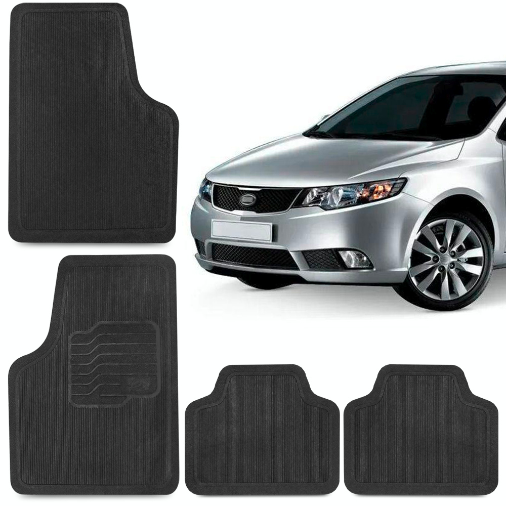 Jogo Tapete Cerato Picanto Soul Sportage Automotivos Kit PVC 4 Peças Preto Carro Conjunto Linha Kia