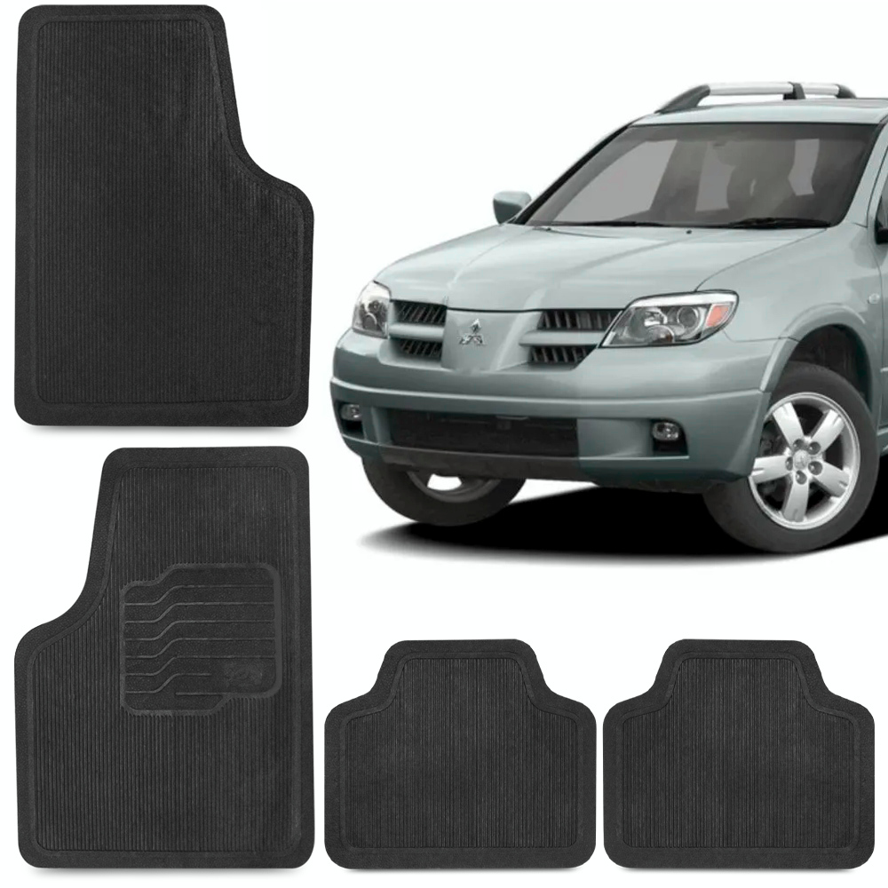 Jogo Tapete Airtrek Pajero Sport Dakar Tr4 Automotivos Kit PVC 4 Peças Preto Carro Linha Mitsubishi