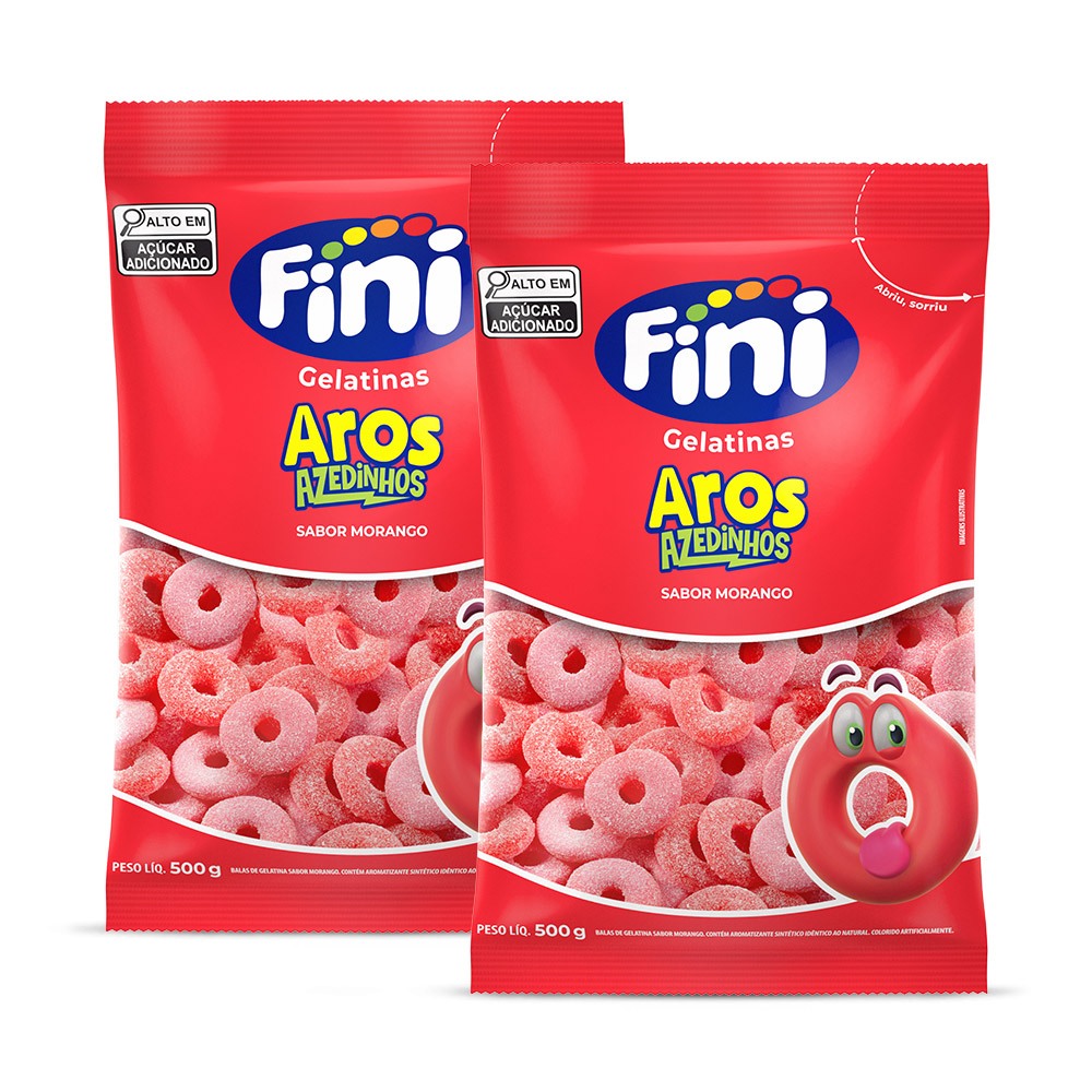 Kit 1kg de Aros de Morango - Fini - Food & Beverages