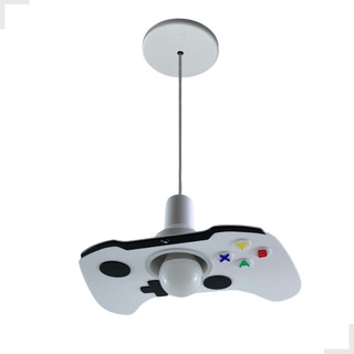 Lustre Pendente Infantil Gamer Controle Videogame Branco Luminária LED Xbox Decoração Quarto Criança
