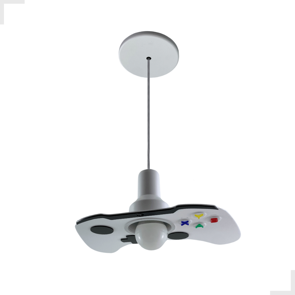 Lustre Pendente Infantil Gamer Controle Videogame Branco Luminária LED Xbox Decoração Quarto Criança — imagem 2 de 2