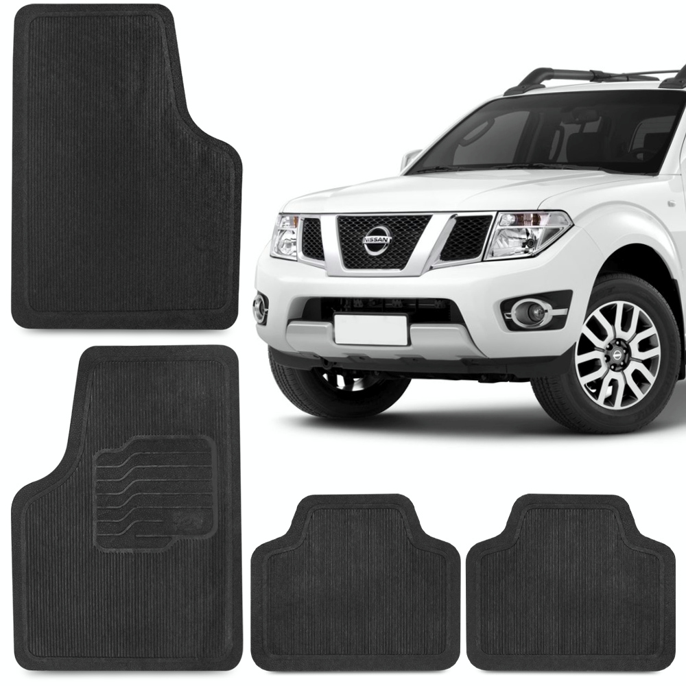 Jogo Tapete Frontier Grand Livina Automotivos Kit PVC 4 Peças Preto Carro Conjunto Linha Nissan