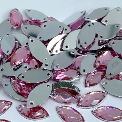 CHATON (  NAVETE COSTURA ) 7 x 15 mm COR ROSA / PINK