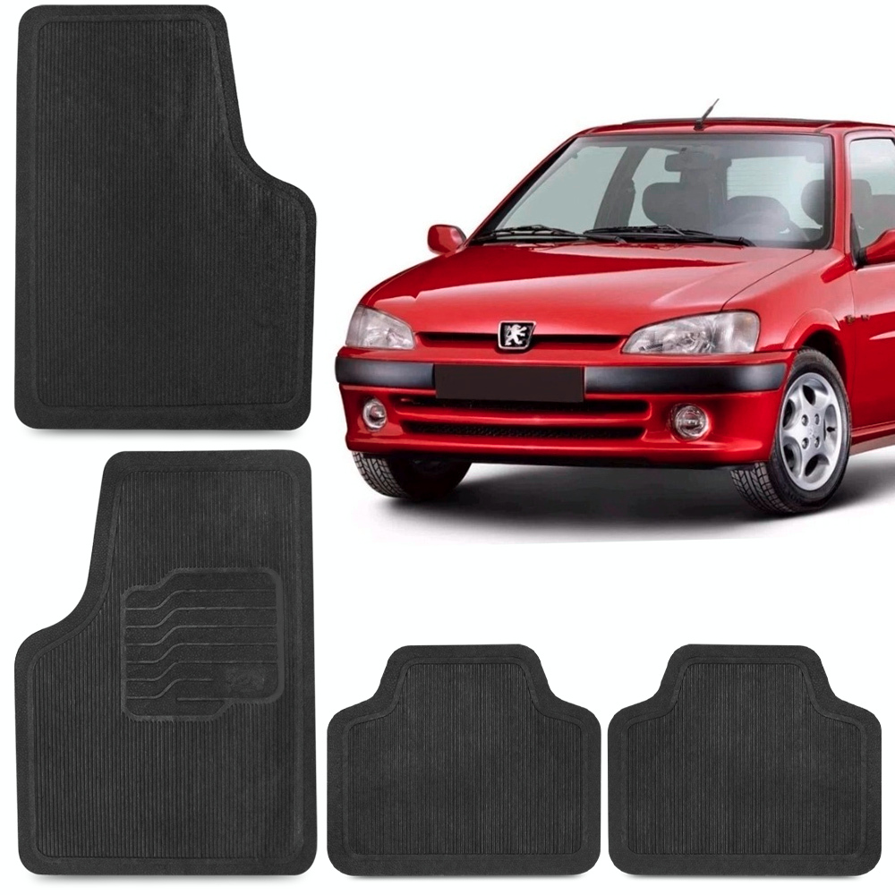 Jogo Tapete 106 206 207 307 Automotivos Kit PVC 4 Peças Preto Carro Conjunto Linha Peugeot
