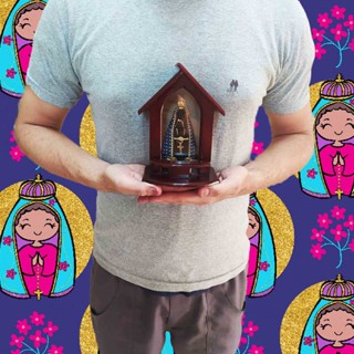 Capela Oratorio Em Madeira  Imagem Nossa Senhora Aparecida Manto Perolas E Strass em Oferta na Shopee