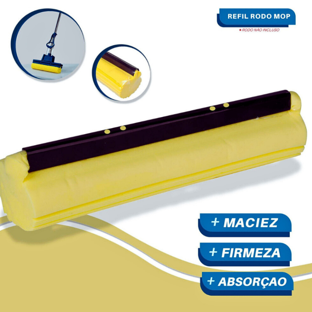 Refil Rodo Magico Mop Ultilidade Casa Limpa Esfregao Esponja Macia