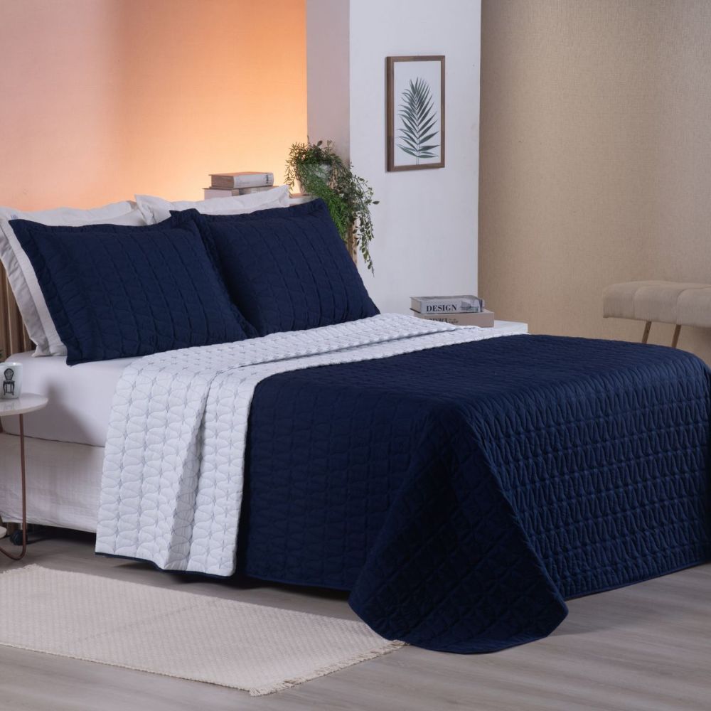 Cobre Leito 3 Peças QUEEN Percal 200 Fios Dupla Face Cristal Diversas Cores