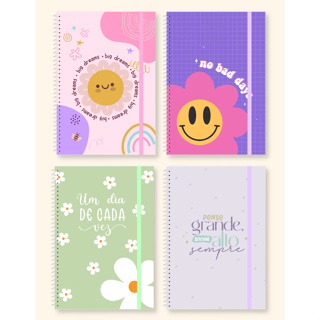 Caderno A5 fun and joy Capa Dura Espiral 80Folhas com Elástico - Erudittas 1/4 Fofo Material Escolar em Oferta na Shopee