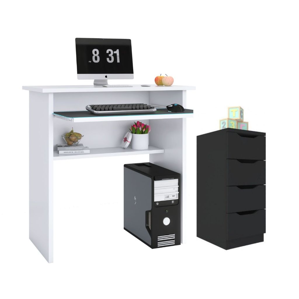 Mesa Escrivaninha Office Notbook Com Espaço Para Teclado