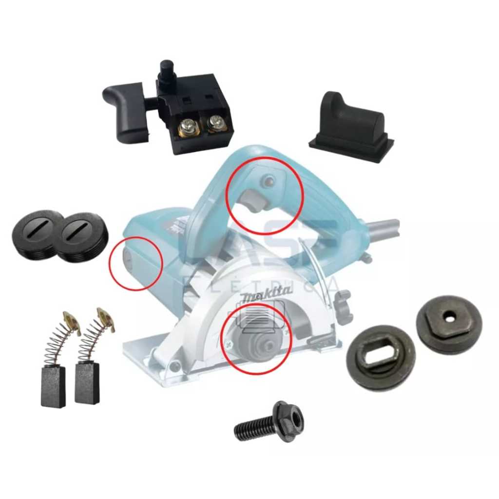 Kit Gatilho Flange E Carvão Da Serra Marmore Makita 4100nh