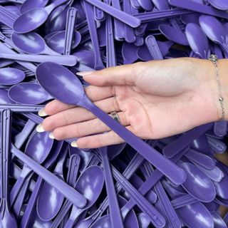 100~500 colher sobremesa reforçada cabo alongado 16 cm Roxa// em Oferta na Shopee
