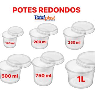 24un Pote Redondo Descartável 140 / 200 / 500 / 750 / 1000ml Freezer e Microondas TOTALPLAST em Oferta na Shopee