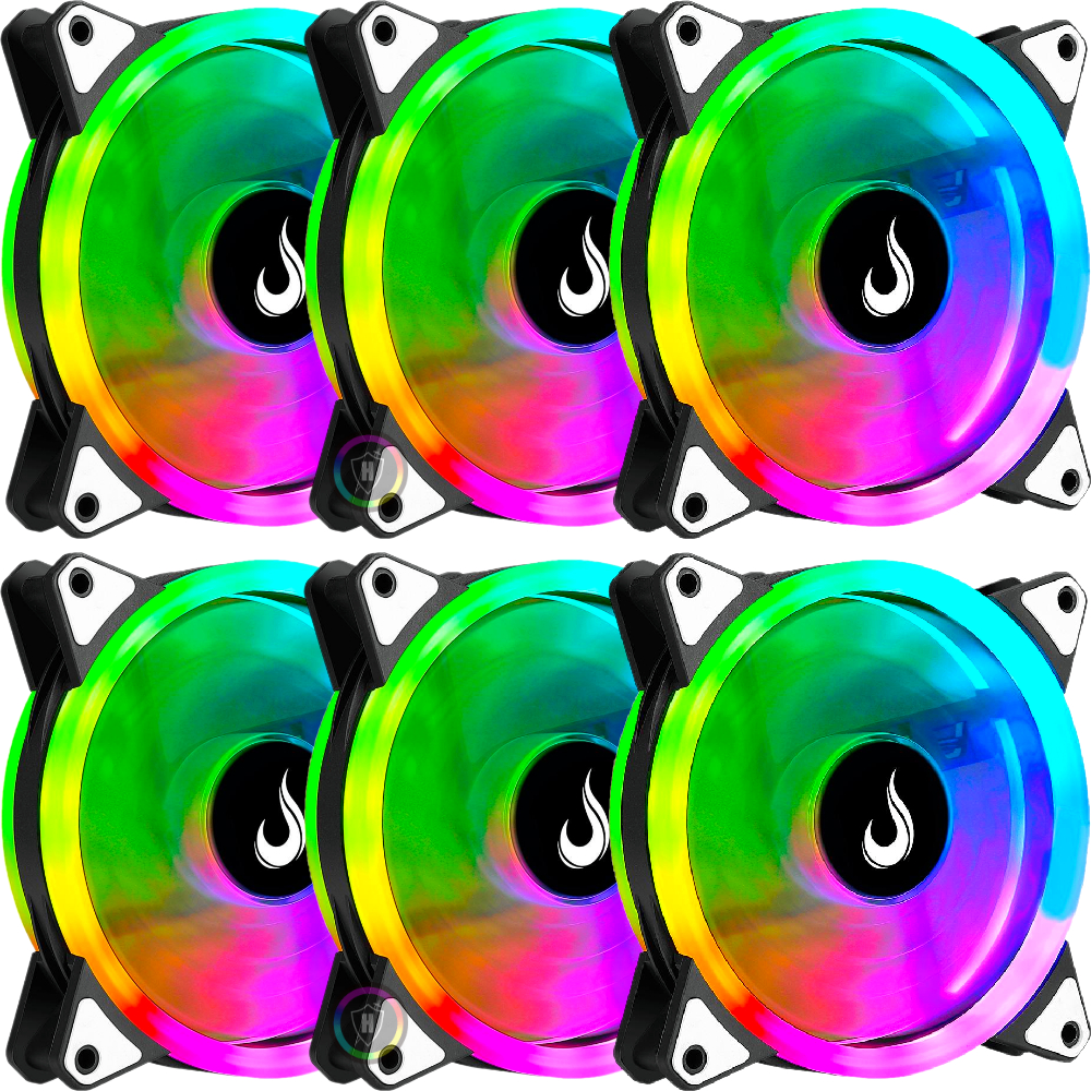 Kit 6x Cooler Fan 120mm Dual Led Rgb 12v Aura Sync Rgb Fusion