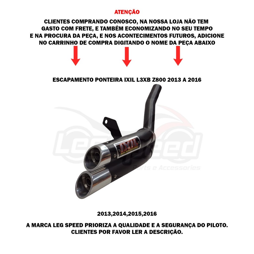 Escapamento Ponteira Z800 2013 A 2016 Ixil L3xb