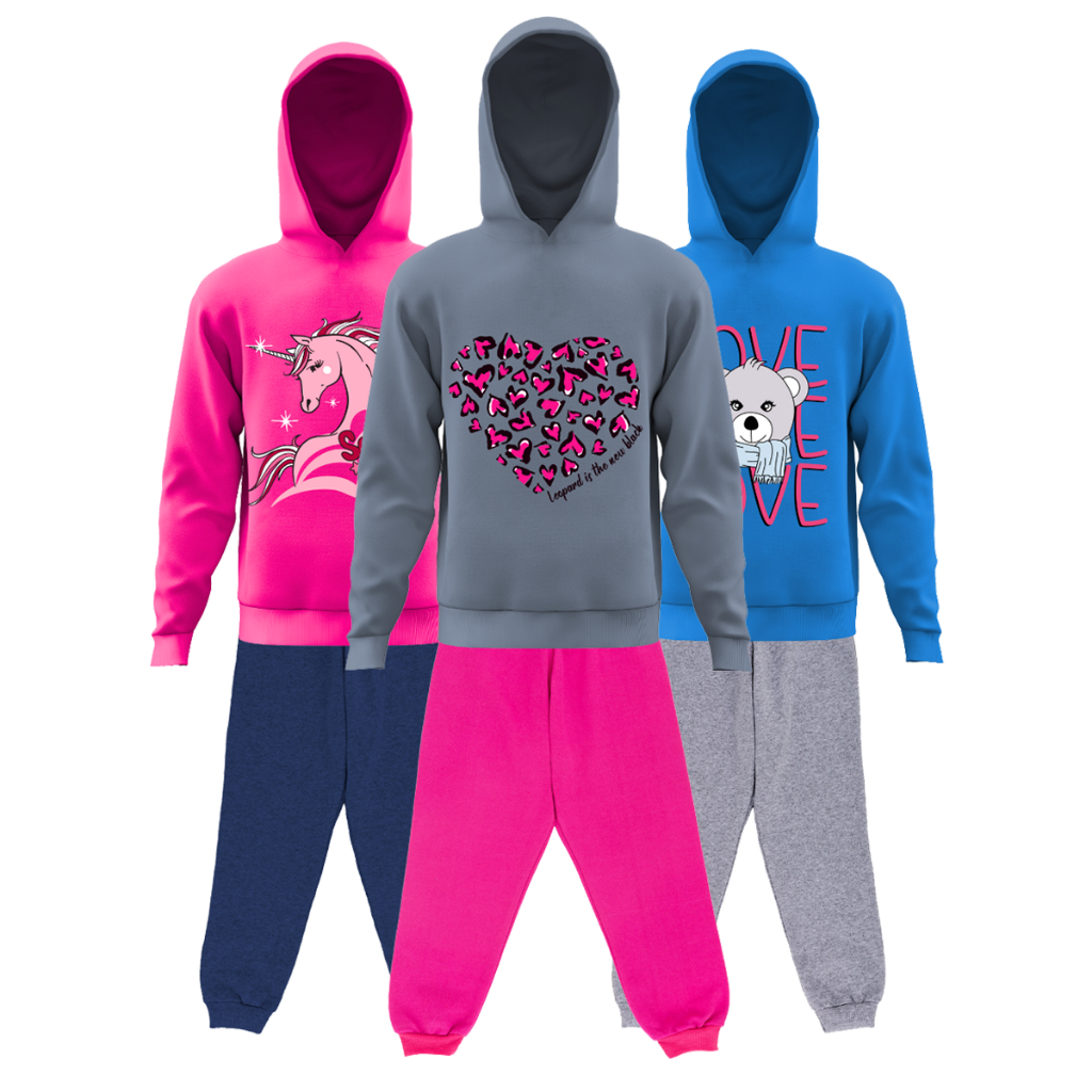 Kit 6 Peças Moletom Infantil Menina Inverno 3 Conjuntos Roupa Infantil Menina Flanelado de Frio 1 Ao 8