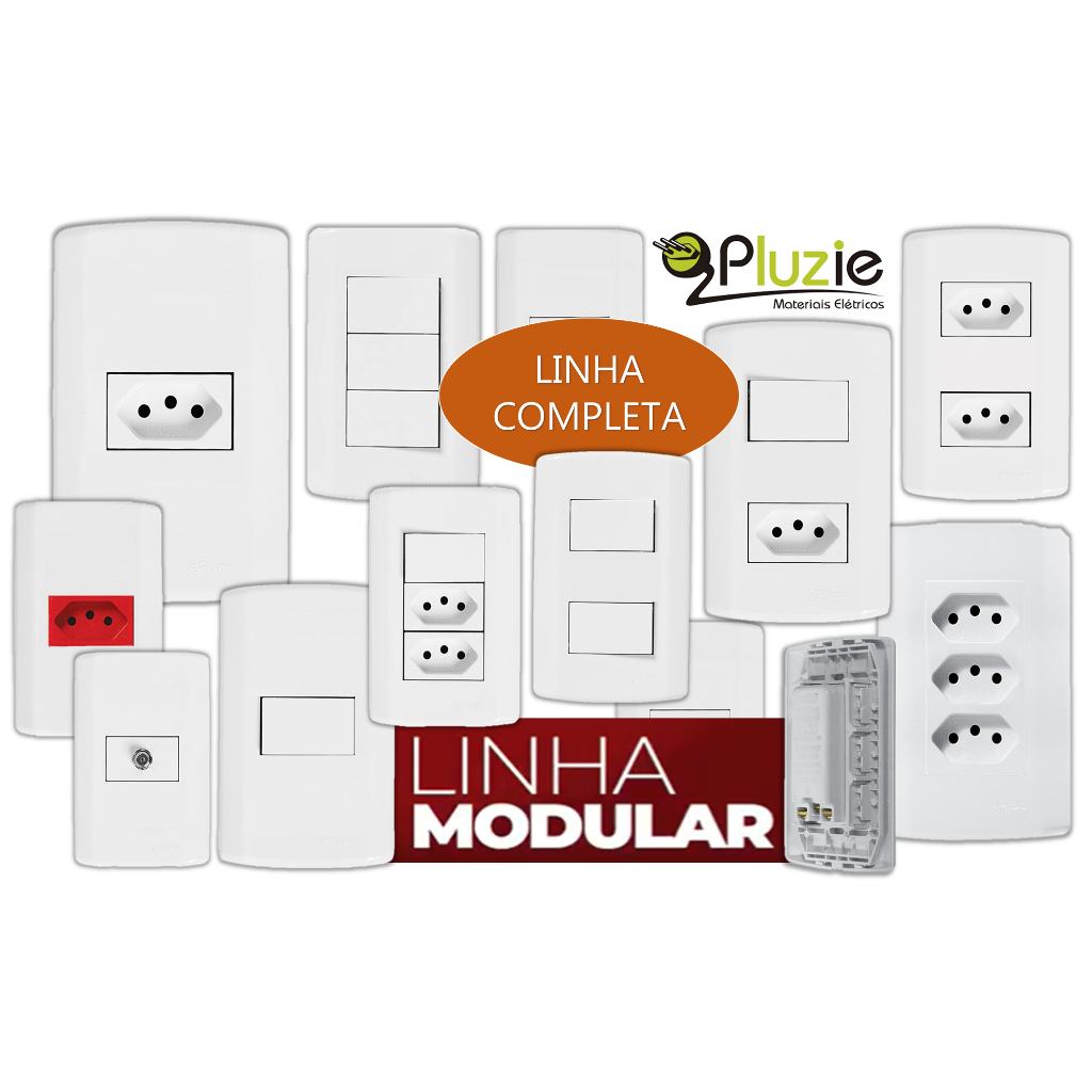 Tomadas Interruptores Modular Pluzie Pluzi Branca Luxo em Oferta na Shopee