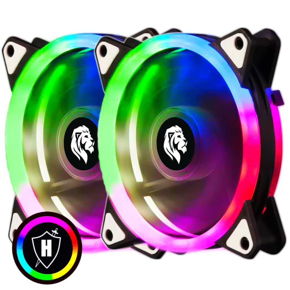 Kit 2x Cooler Fan Game Led RGB 120mm 12cm Gabinete Ventoinha Cpu