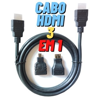 Cabo HDMI 3 em 1 Micro Mini Adaptador 3 Pontas TV Video Game Monitor