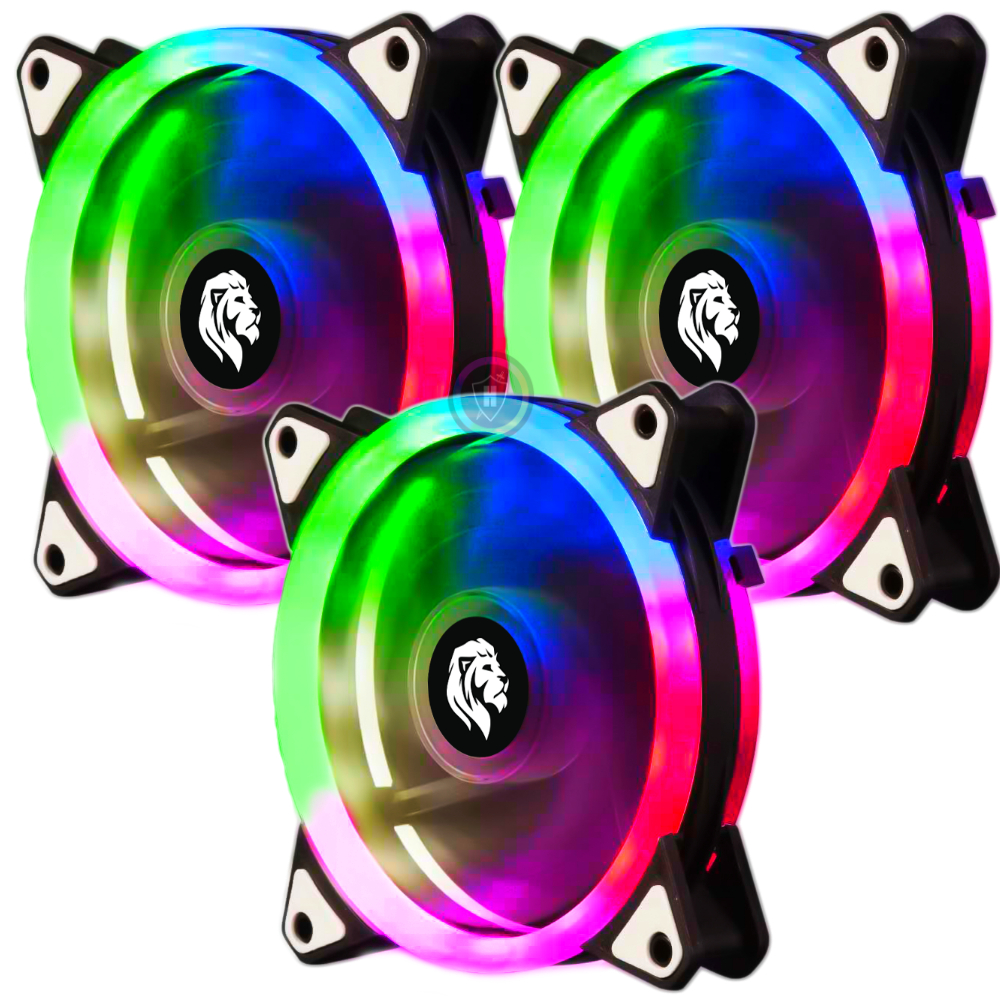 Kit 3x Cooler Fan Game Led RGB 120mm 12cm Gabinete Ventoinha Cpu
