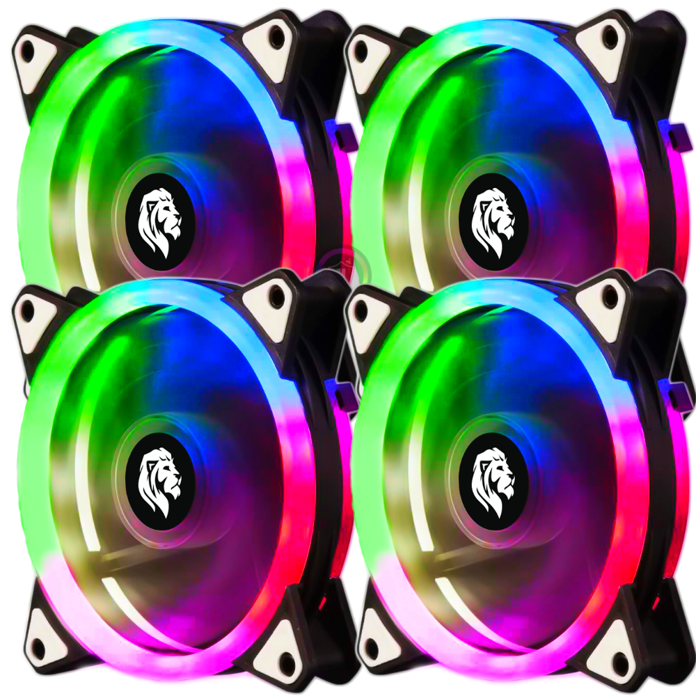 Kit 4x Cooler Fan Game Led RGB 120mm 12cm Gabinete Ventoinha Cpu