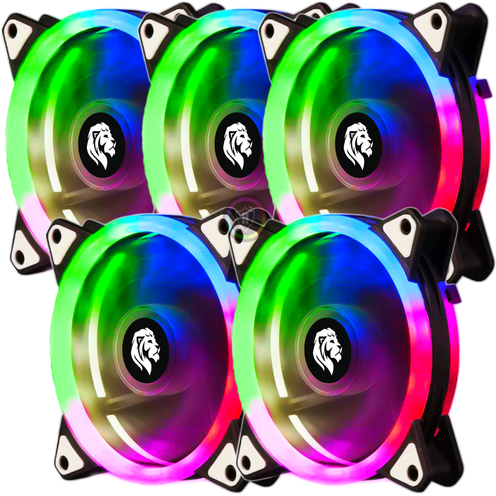 Kit 5x Cooler Fan Game Led RGB 120mm 12cm Gabinete Ventoinha Cpu