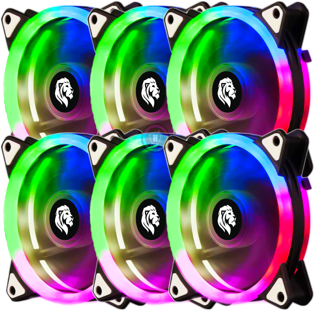 Kit 6x Cooler Fan Game Led RGB 120mm 12cm Gabinete Ventoinha Cpu