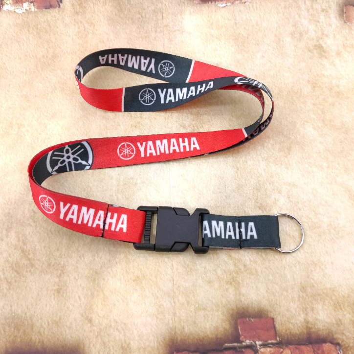 Cordão Yamaha Vermelho com Preto chaveiro Tirante com engate rápido para moto, Prende no Retrovisor