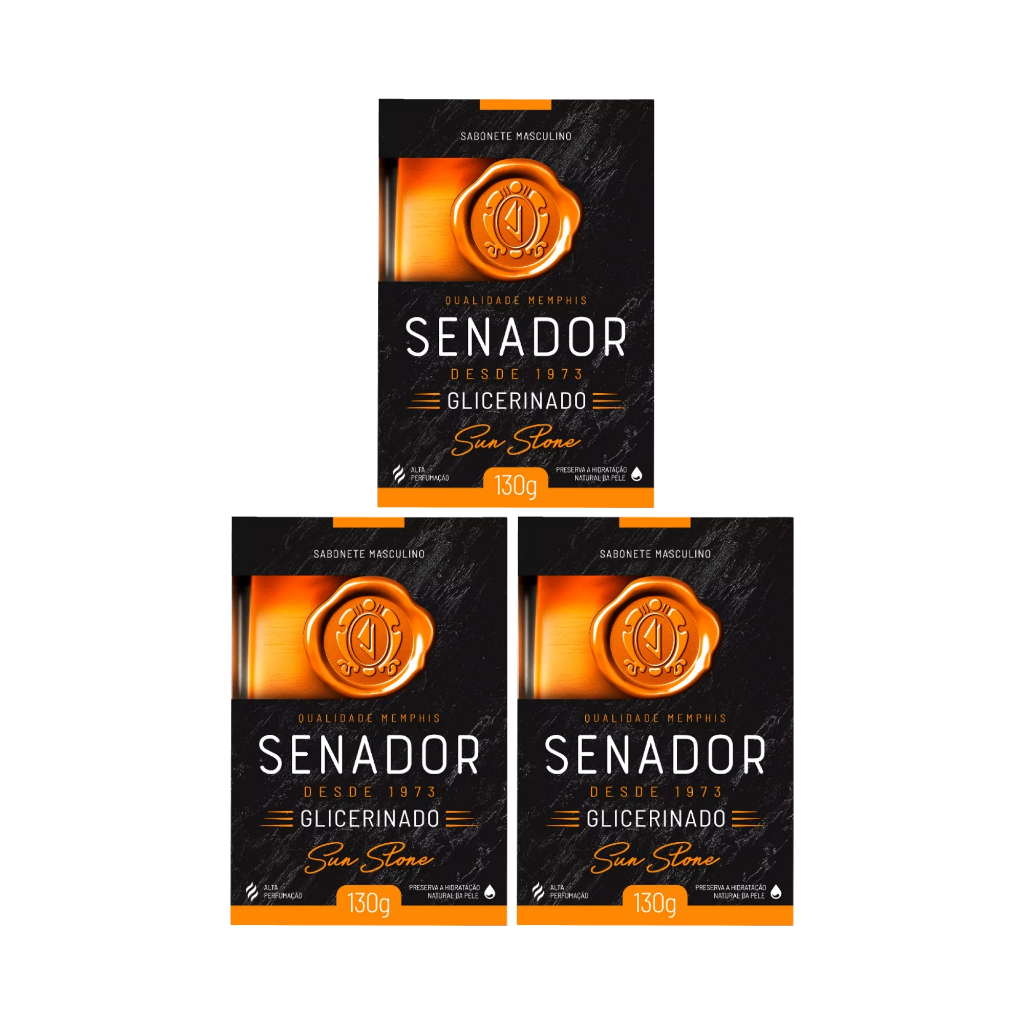 Kit 3 Sabonete Senador Glicerinado Sun Stone 130g